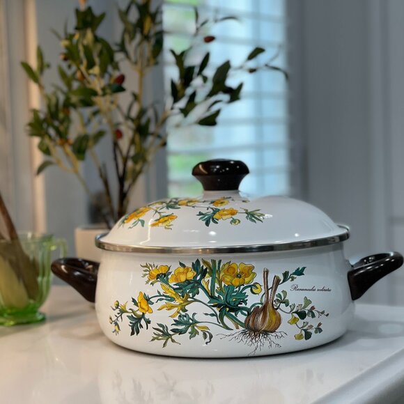 Vintage Villeroy & Boch 5 Qt Enamel Stew Pot with Lid - Picture 2 of 16